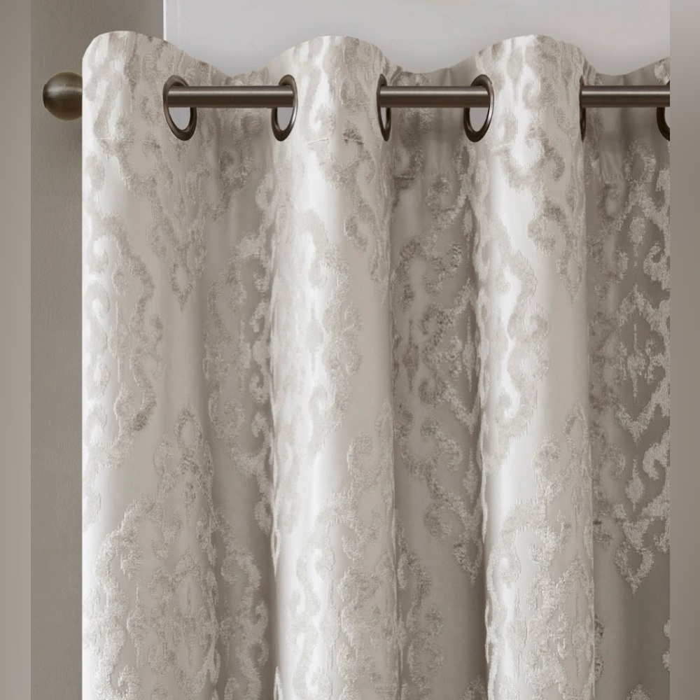 SunSmart Mirage Knitted Jacquard Total Blackout Grommet Window Curtain Panels - Picture 4 of 6